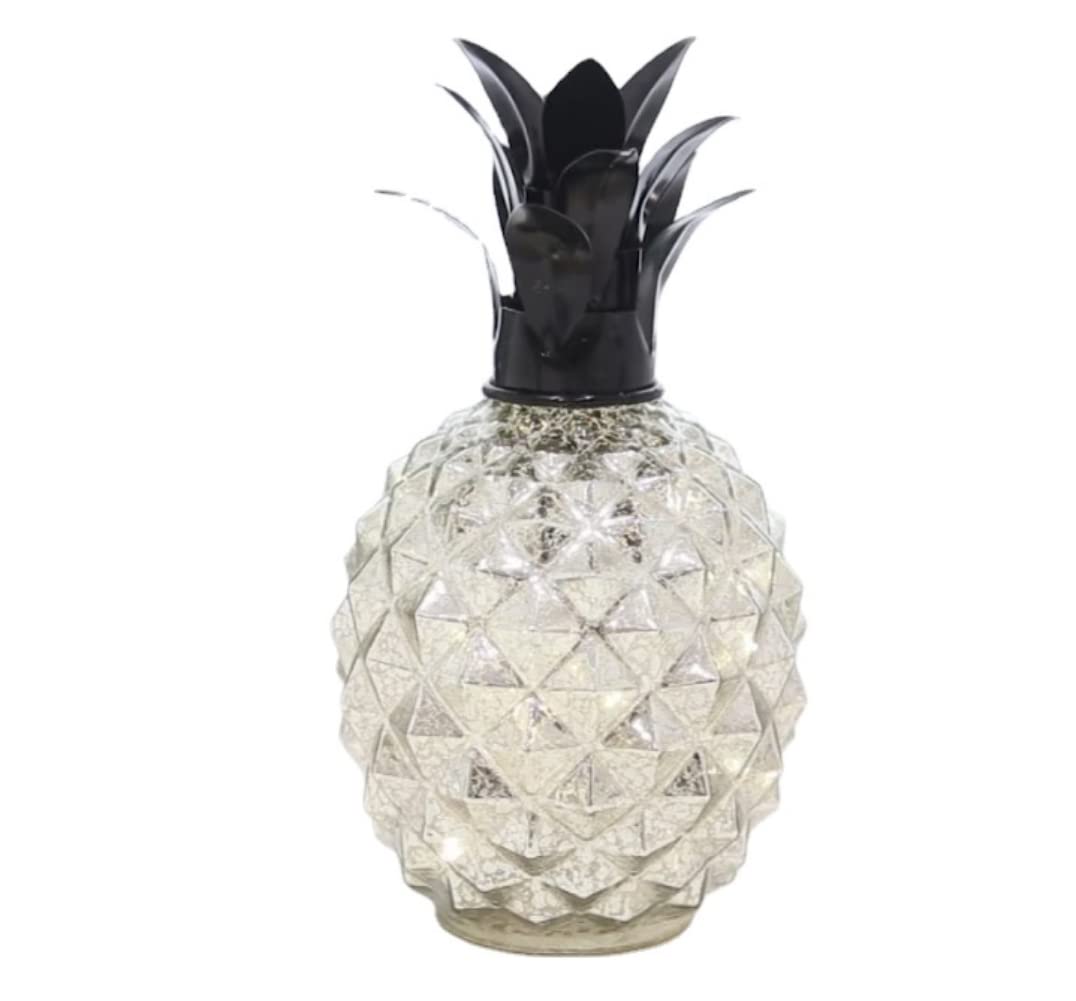 Anso Silver Gold/ Glass Pineapple Bedside Table Lamp Desk Night Led Light Home Decor (Silver)