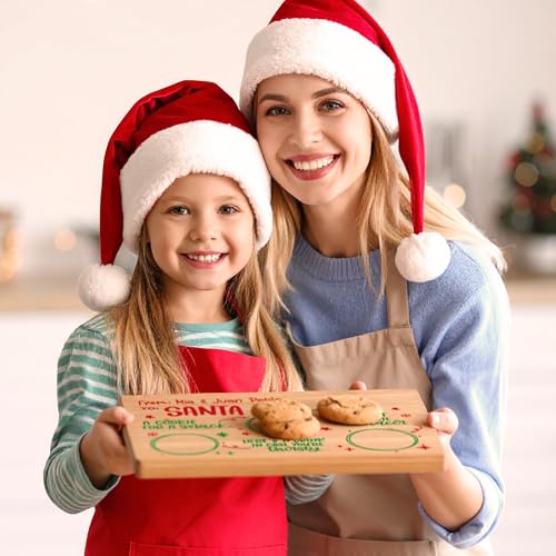 Bandeja personalizada de madera para galletas y leche de Santa, tabla rectangular de bamboo con mango integrado miniatura 2