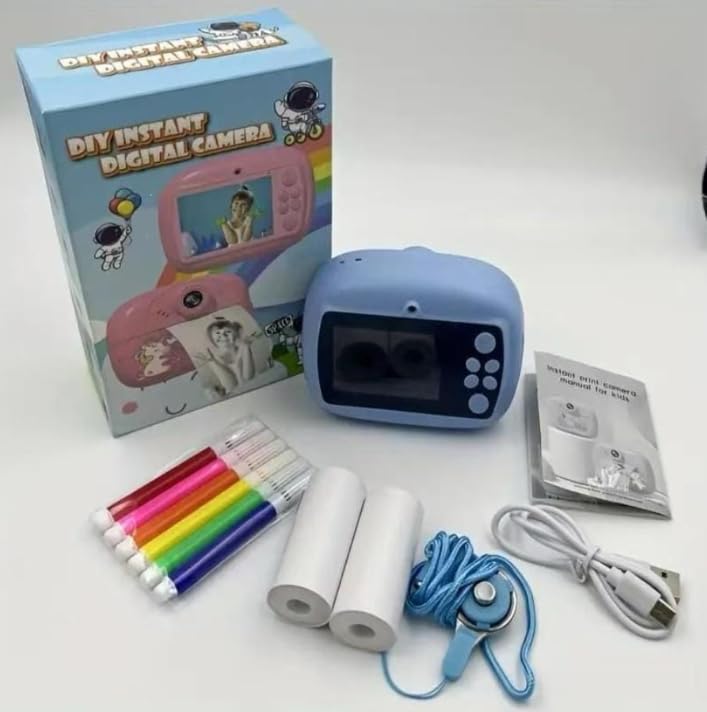 Drumstone (1 Year Warranty) Instant Print Camera for Kids with HD Photo Video, Selfie Mode, Rechargeable Battery, Educational Toy Camera for Boys Girls