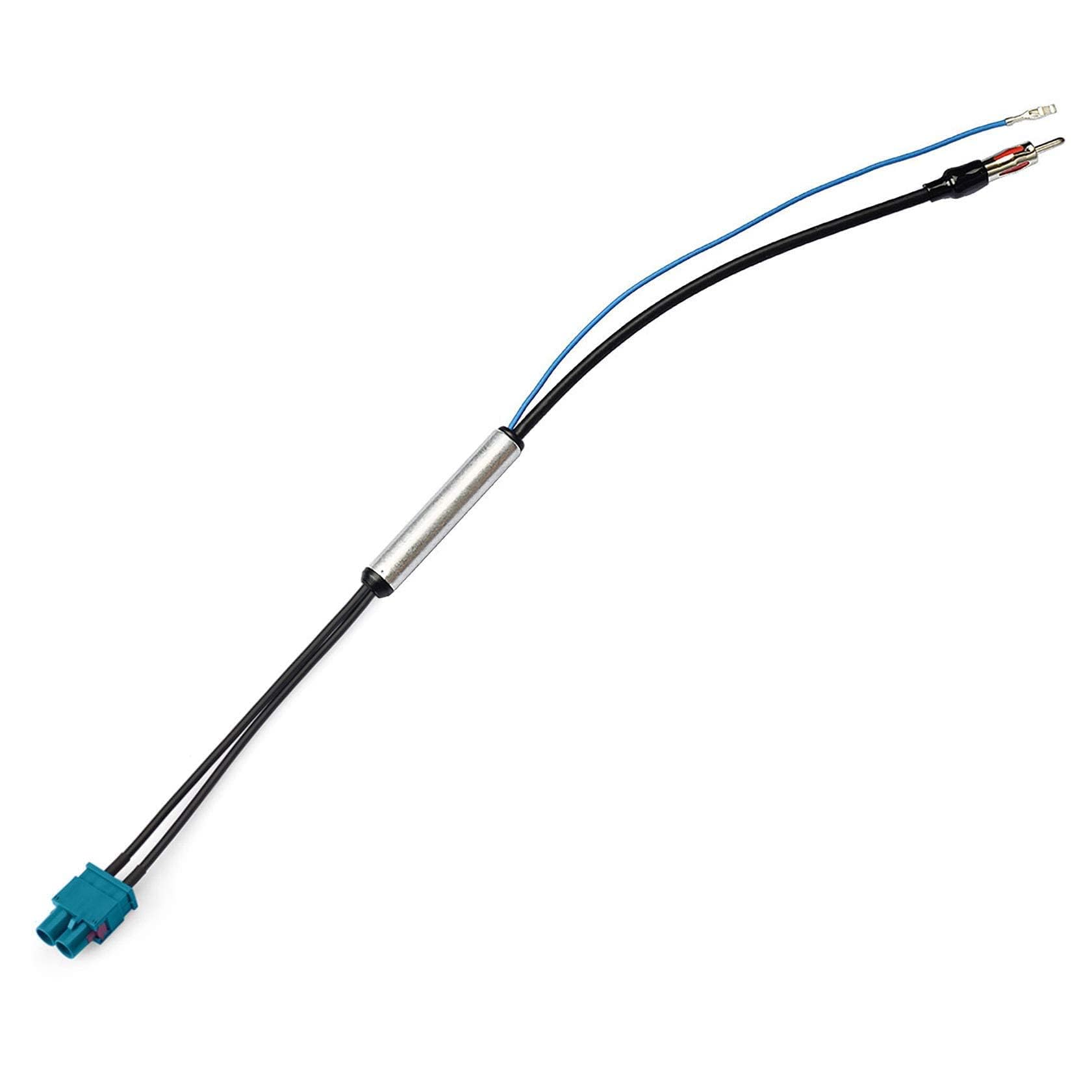 Bingfu Amplificatore Segnale Antenna Autoradio Auto, Adattatore da Doppio Maschio Fakra a Spina DIN per Volkswagen VW Golf Polo Audi BMW Unità Principale