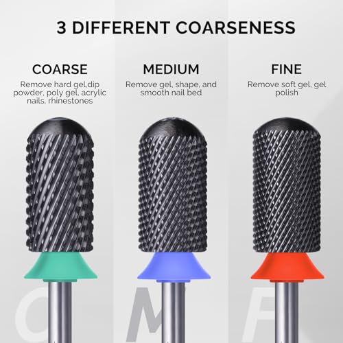 Image of MelodySusie Ceramic Nail Drill Bit, 3 /32'' Smooth Round Top Large Barrel Bits, Suitable for Manicure Pedicure Cuticle Gel Polishing, Beginners Bits, Black, Series Bit-S, Medium