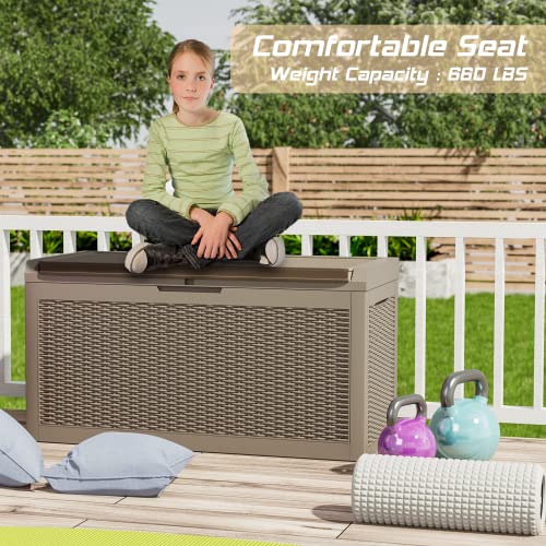 Greesum 100 Gallon Resin Deck Box Large Outdoor Storage