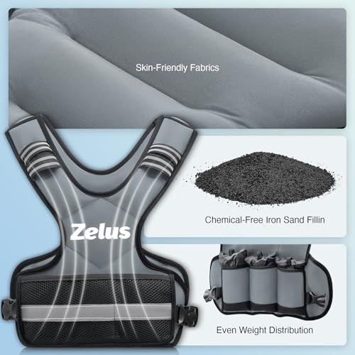 Image of ZELUS Weighted Vest for Men and Women | 4-10lb /11-20lb /20-32lb Vest with 6 Ironsand Weights for Home Workouts | Adjustable Body Weight Vest Exercise Set for Cardio and Strength Training