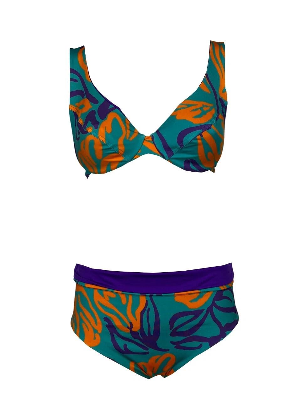 JUSTMINE Feeling by Bikini Double-Face Coppa C Acqua/Arancio/Viola B2627C 6102 Made in Italy tg XXXL - IT 52