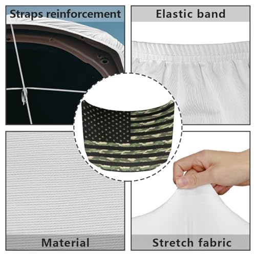 Image of Green Camo American Flag Truck Hood Wraps for Cars Hood Wrap Protector Washable Car Hook Elastic Fabrics Can be Washed Hook Wraps