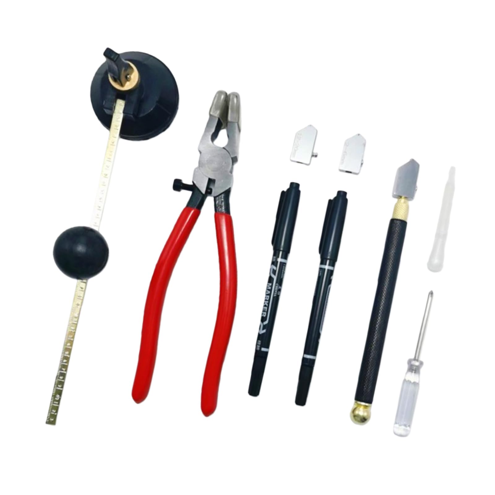 Kaeltsyn Round Glass Cutter With Round Knob Handle And Suction Cup With Glass Pliers Cutter For Cutting Cutting Oil