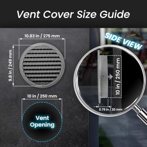 Image of Repa Market 10 Inch (Vent Opening Size) Heavy-Duty Black Aluminum Alloy Gable Vent - Air Vent Covers with Mesh Screen - Cold Air Intake, Register Vent Cover for HVAC - Outdoor Air Return Grille