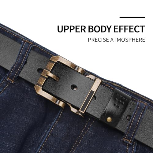 Men's Vintage Style Denim Leather Belt - Trendy Retro Design, Versatile For Any Outfit4