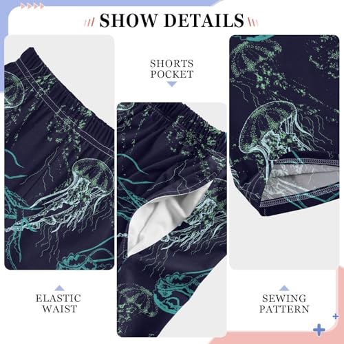 ZZXXB Abstract Jellyfish Boys Long Pants Soft Trousers Elastic Waist Kids Lounge Bottoms with Pockets S-XL4