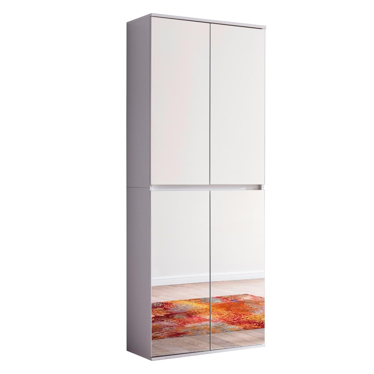 trendteam smart living - Mirror - Garderobenschrank - Weiß - Mehrzweckschrank mit reichlich Stauraum - (BxHxT) 74 x 191 x 34 cm - 1 Kleiderstange und 6 Einlegeböden