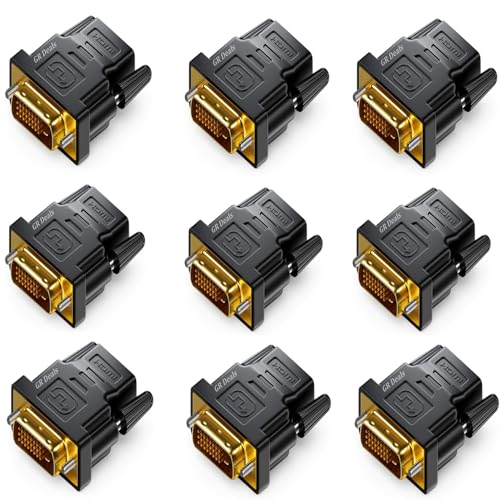 Image of DVI to HDMI Adapter, DVI 24+1 Male to HDMI Female High Speed Adapter Converter Gold Plated Support 1080P for HDTV, Plasma, DVD, Projector, Computer (Black) (Pack of 9)