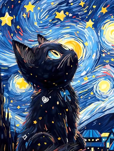 jieyisier Le Chat Diamond Painting,Broderie Diamant Kit Complet, Diamond Painting Kit,Convient Pour La Décoration Murale à La Maison 30x40cm