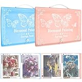 ZYNERY 2 Pack A3 Diamond Painting Storage Book Handheld, 60 Pages Diamond Art Portfolio, Large Diamond Art Storage Folder Suitable for 12x16 inch Diamond Painting (Pink + Blue)