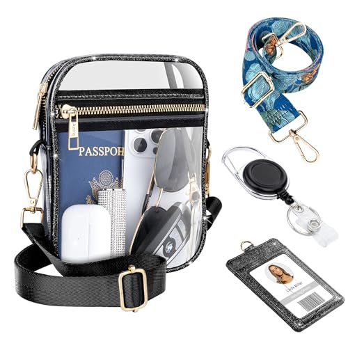 Clear Bag Stadium Approved Crossbody: Bling Purse for Women - Small Concert Bag Under 12x6x12
