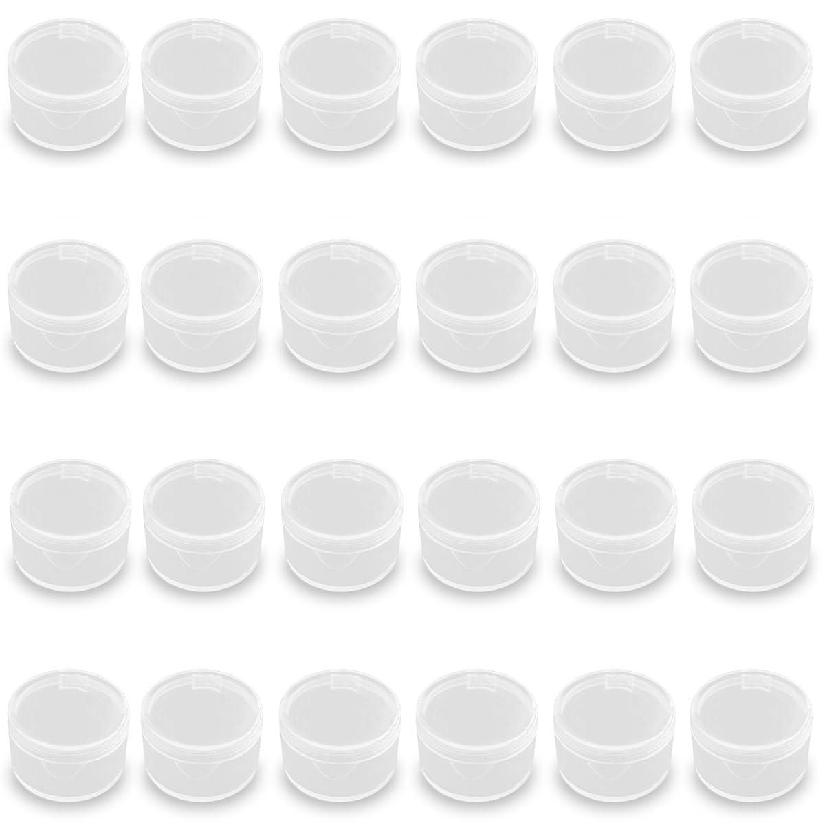 24 Pack Small Round Plastic Containers (0.55 x H0.35 Inch), Super Mini Beads Storage Containers Box for Beads, Buttons, Small Jewelry Findings -0.034 oz