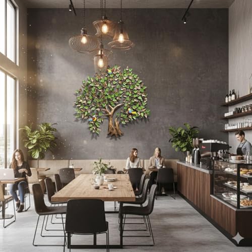 Image of Bharat Art Metal Iron ASPEN TREE Wall Art Decor for Living room Home Bedroom Cafe Interior Decorative | Elegant Wall Hanging Sculpture | Gift Item | Multicolor | 37x3x37 IN | CW046