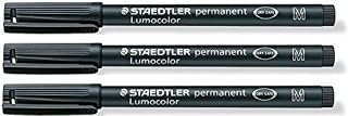 Staedtler Lumocolor Black Medium Permanent Marker Pens Pack of 3 Waterproof Smudge Resistant Quick Dry CD DVD OHP