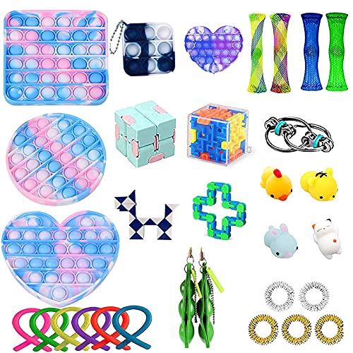 Fidget Toys, 31pcs Fidget Packs with Pop Bubble Sensory Fidget Toy Fidget Pack Relief and Anti-Anxiety Fidget Toy Pack Gift for All Ages