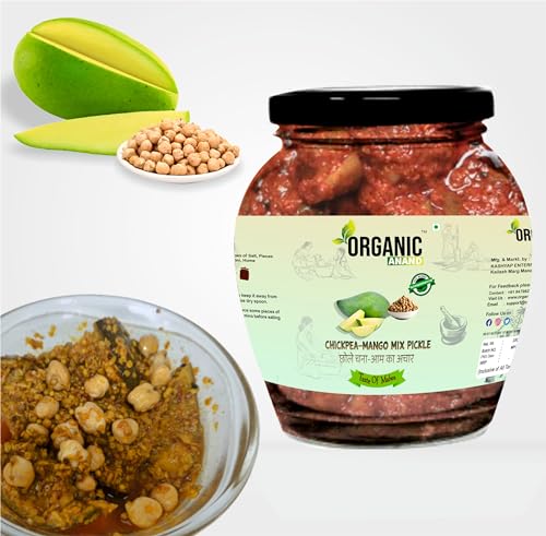 Image of Organic Anand Homemade Chickpea Mango Mix Pickles 350gram Traditional Chana /Chhole Aam ka Achar, Flavourful Delicious (350gm-Pack of 1)