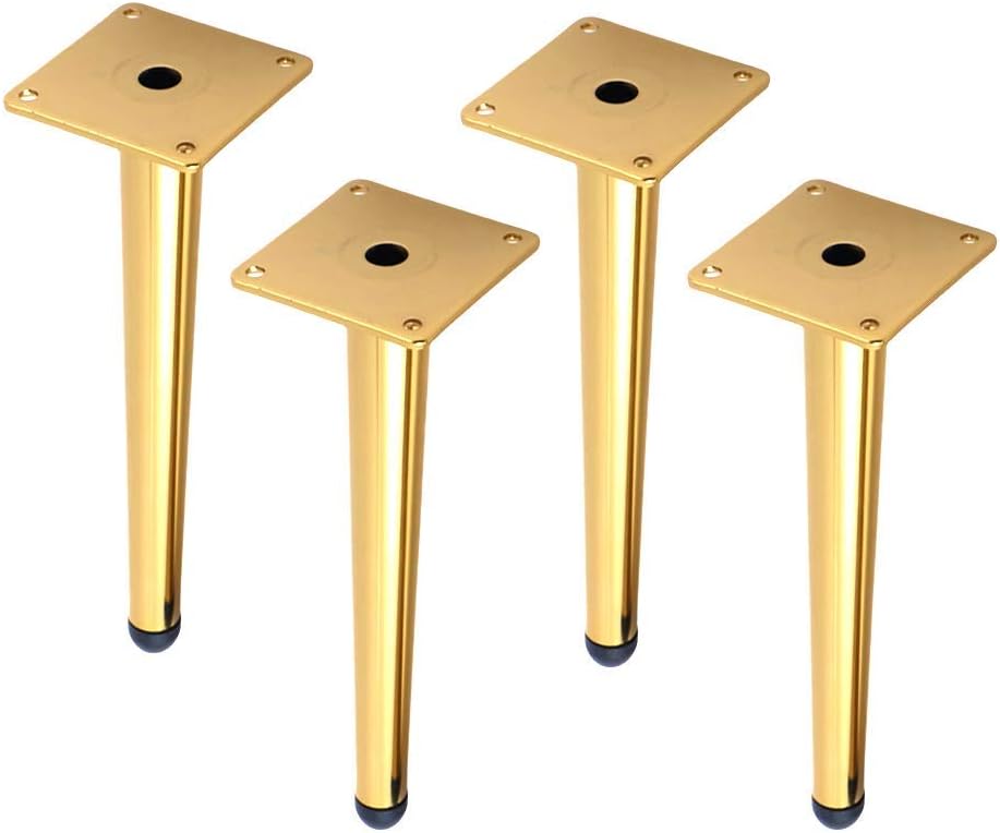 4pcs Furniture Legs Furniture Feet Metal Table Legs Supporting Feet Sofa Legs Cabinet Legs, Furniture Replacement Legs, Gold(10cm/3.9in)