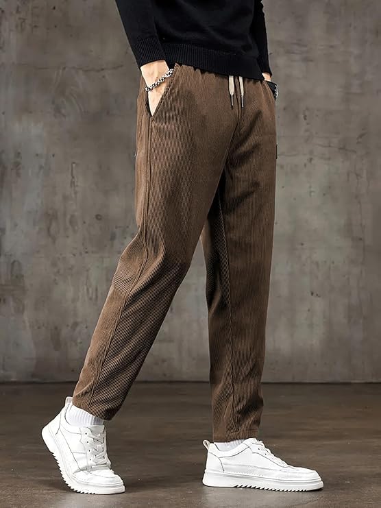 Image of NoseQueen Men's Corduroy Relaxed Fit Stretchable & Comfortable Sweatpant Trousers Pant