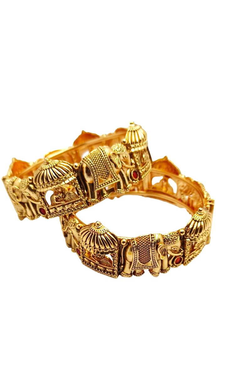 FASHION FOREST Womens Gold Plated Elephant And Doli Motif - 2 Piece Screw Closure Bangle (2.4) (B0CW9YJF3D) Amazon Price History, Amazon Price Tracker