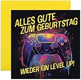 Old English Company Hochwertige quadratische Geburtstagskarte. Happy Birthday-Grußkarte für Männer, Frauen, Teenager, Kinder, Gamer, Controller, Sprüche. für Sohn, Neffe, Enkel