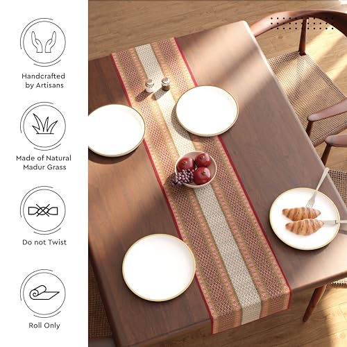 Image of Encasa XO Dining Table Runner 4 Seater, Handcrafted Madurkathi River Grass