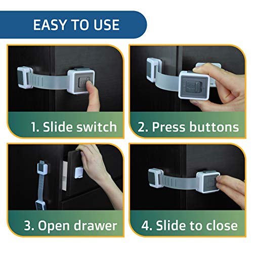 Wappa Baby SCOBUTY New Version Child Safety Locks (4-Pack) Baby Proof Cabinets, Drawers With Easy Adjustable Strap Length thumb #2