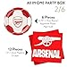 Arsenal soccer team Official licensed Party Supplies Box, 77-Piece All-in-One Set for 6 Guests, Disposable Tableware with Plates, Cups, Cutlery, Jersey Foil Balloons, Decorations