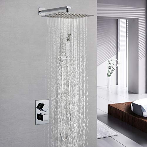 Mitigeur de baignoire mural avec grand ensemble de douche à effet pluie LED lumineuse - 3