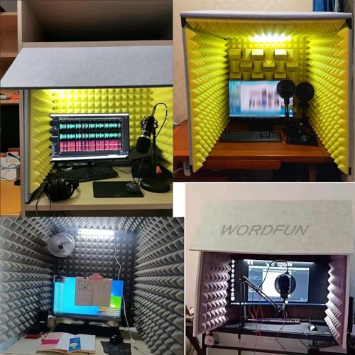 WORDFUN Cabina Vocal Portátil para Grabación, Aislante para Micrófono, Sala de Aislamiento Acústico para Estudio en Casa, Escudo de Aislamiento para Micrófono miniatura 6