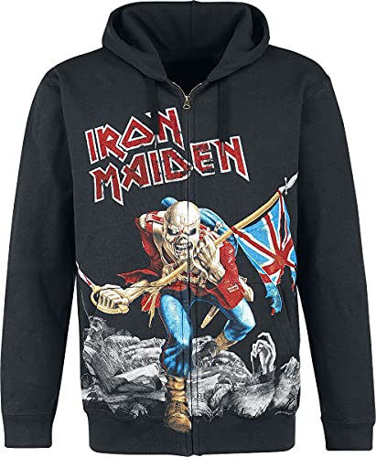 Iron Maiden The Trooper - Battlefield Homme Sweat-Shirt zippé à Capuche Noir L