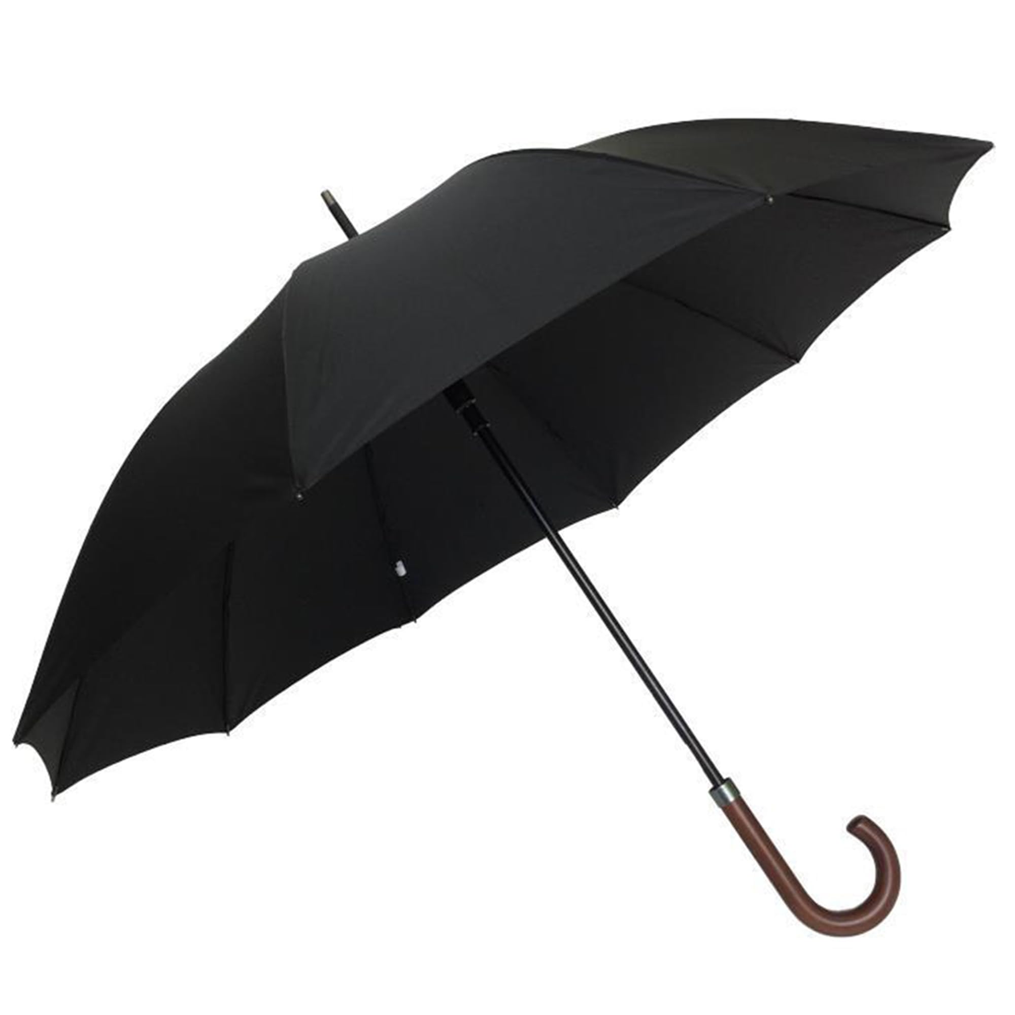 SMATI Men's Grand Class Cane Umbrella - Fiber reinforced and lined ribs; Ultra windproof; Diameter 118cm; Automatic; Protective cover; Colour BLACK