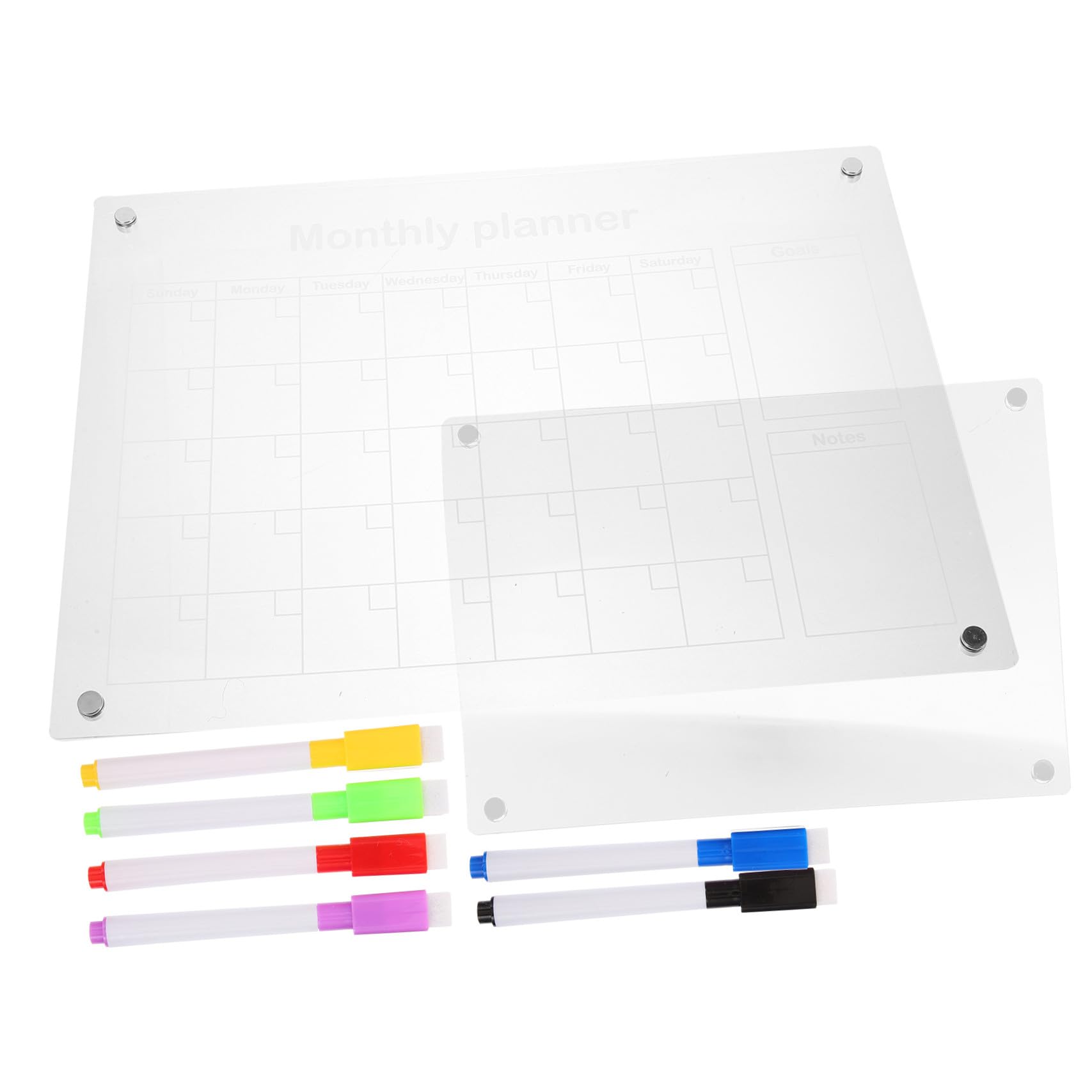 DOITOOL Tableau Effaçable à Sec Acrylique Transparent De Calendrier De Réfrigérateur Tableau De Planification Avec Marqueurs