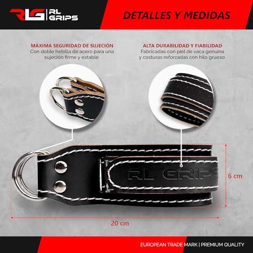 RL Grips® Cavigliere Sportive in Pelle per Pulegge...