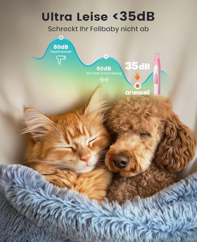 oneisall Pfotentrimmer für Hunde mit LED-Licht, Leiser Hundepfoten Trimmer Paw Trim Pro dr Pfoten, Wiederaufladbar Schermaschine Hund Hundeschermaschine für Pfoten, Augen, Ohren, Gesicht (Rosa)