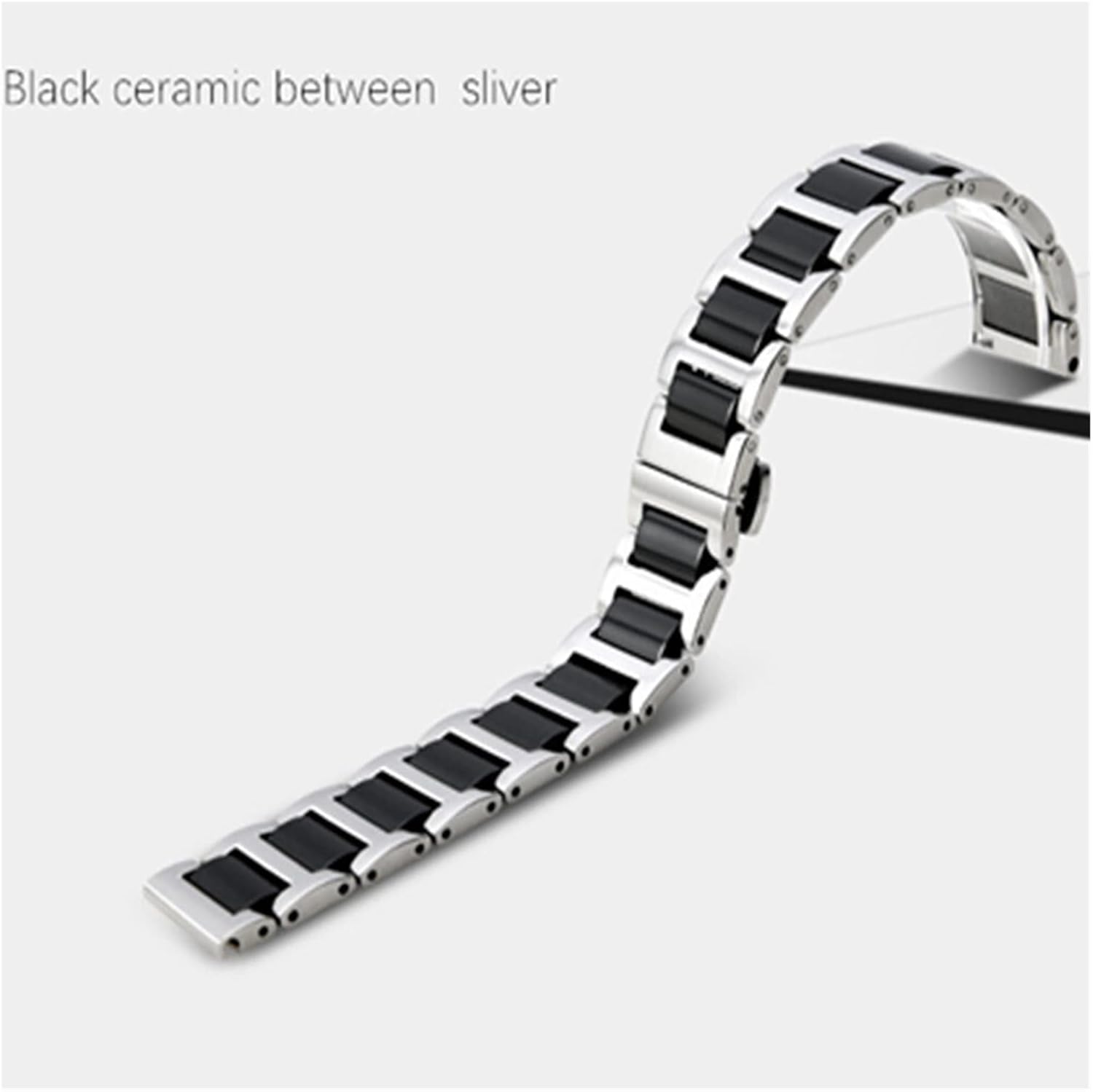 CAREG Ceramic Stainless Steel Watchband 22mm Compatible With Samsung Galaxy Watch 46mm SM-R800 Quick Release Strap Replacement Band Wrist Belt Durable(Gold and white)
