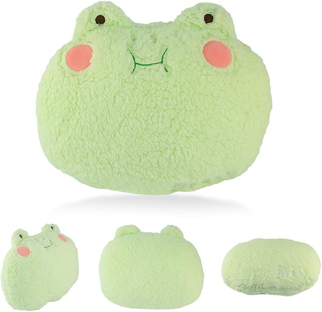 Locisne Green Crown Frog Plush Cushion Stuffed Cuddly, Creative Home Decoration for Office Chair Sofa Bed - Soft & Cute Birthday Christmas Travel Gift for Friends Kids Girls37*25CM/14.6*9.8"