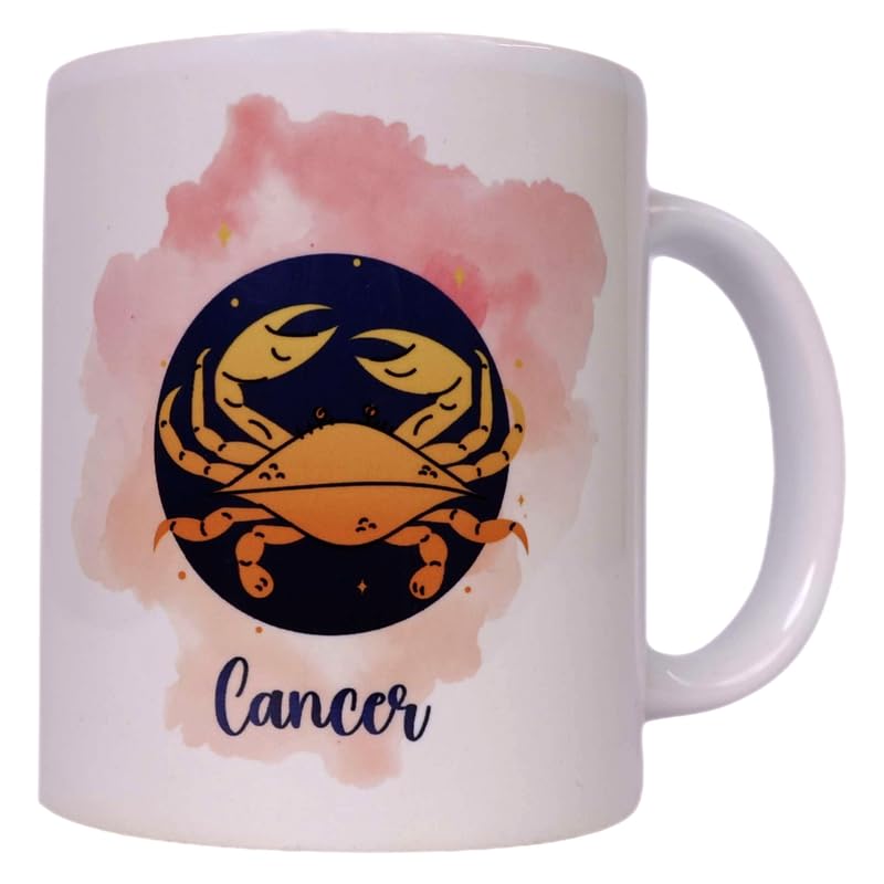 SUN SIDE BY MISHA HQ Astrological Zodiac Sign Ceramic Coffee-Tea Mug White/Multicolored (Cancer)