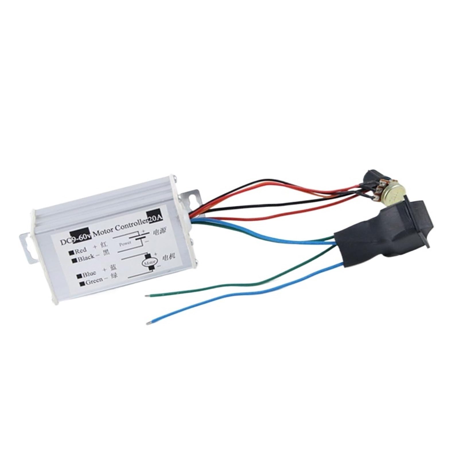 Controlador de velocidad de motor PLC DC de 20 A, 9 V, 12 V, 24 V, 60 V, PWM, de alta potencia, CW, CCW, CC