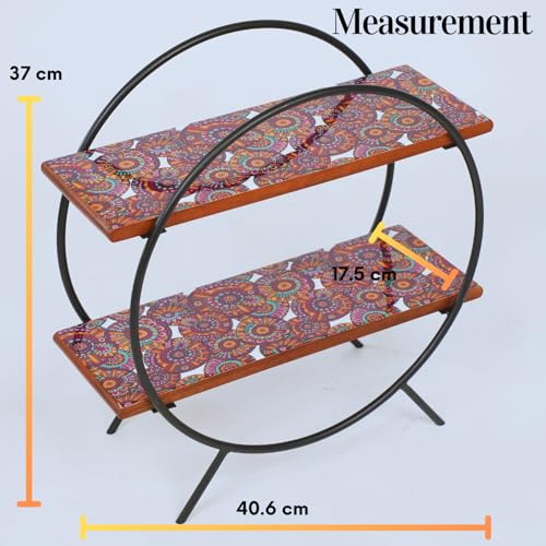 Image of Premium Circular Wooden Kitchen Organizer /Countertop Kitchen Storage Rack /Spice Rack /Shelf /Wooden Organizer /Living Room Organizer,Big(40.6 L x 37 W x 17.5 H Cm)