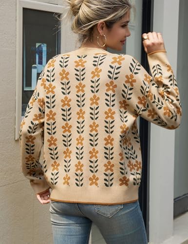 Women's Fall Pullover Sweater Long Sleeve Oversized Printed Cute Crewneck Knitted Top 2025 Trendy Fashion3