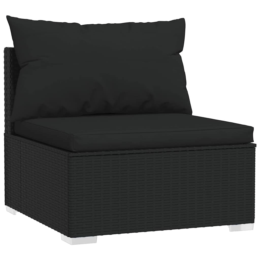 vidaXL 4-TLG. Garten-Lounge-Set mit Kissen Poly Rattan Schwarz