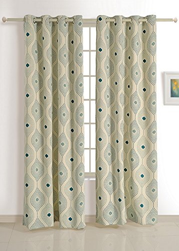 Image of Swayam 80% Blackout Polyester Window Curtain for Living Room & Bedroom | 5 Feet | Room Darkening Curtain with Eyelets | Pack of 1 | Geometric Design - Light Brown