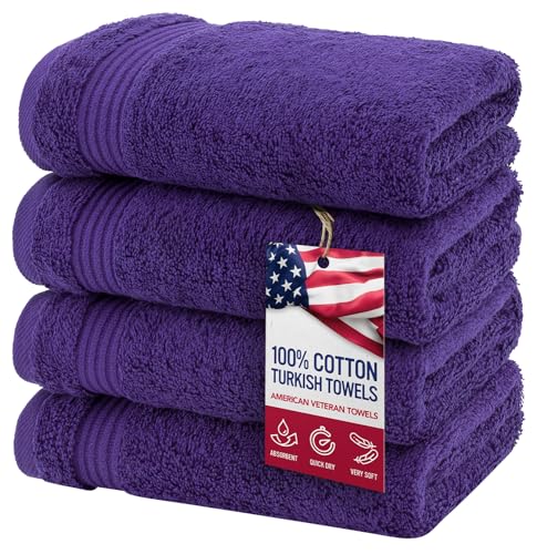 Hand Towels for Bathroom Set of 4 100 Cotton Turkish Hand Towel Sets Clearance Prime Soft Drying Hand Face Towels Purple Hand Towels