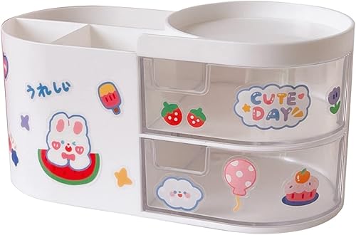 Miniatura 7 de TOLUON Organizador de escritorio Kawaii Kawaii accesorios de escritorio con calcomanías Kawaii para lápices estéticos, contenedor de almacenamiento