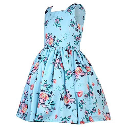 Image of Girls Skater Printed Poly Crepe Dress | Round Neck Sleeveless Mini /Midi Knee Length Casual Dress