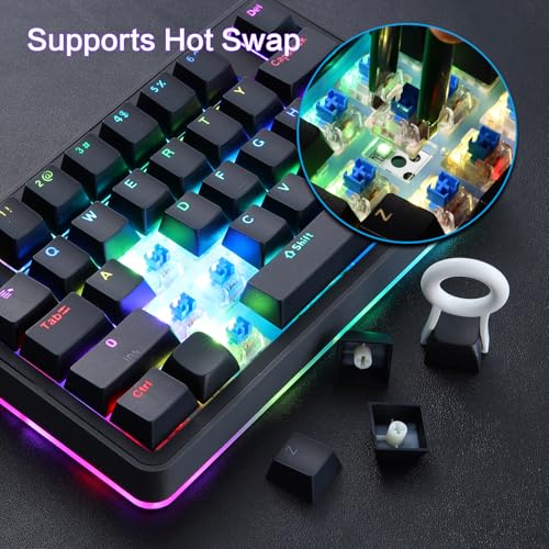 Koolertron Single-Handed Macro Mechanical Keyboard, RGB LED Backlit Portable Mini One-Handed Mechanical Gaming Keypad 39 Fully Programmable Keys (39 Keyboard Black) by Koolertron - Image 7