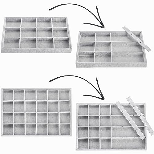 Elsjoy JEWELRY TRAY Large Jewelry Organizer Tray Gray Jewelry Storage Display Tray thumb #4